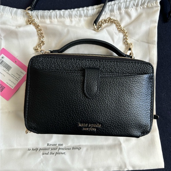 NWT Kate Spade Hudson Pebbled Leather Double-Zip Crossbody Bag - Picture 8 of 8